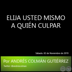 ELIJA USTED MISMO A QUIN CULPAR - Por ANDRS COLMN GUTIRREZ - Sbado. 02 de Noviembre de 2019